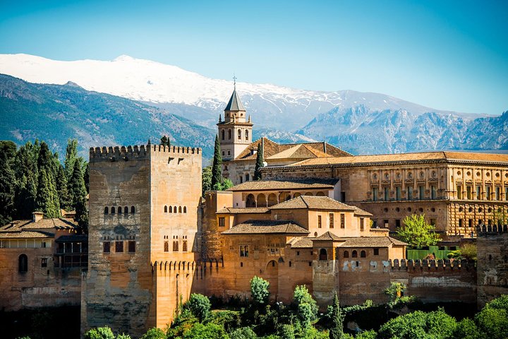 The Alhambra towers and palaces against the Sierra Nevada