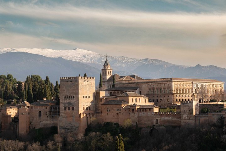 The Alhambra complex with the Sierra Nevada in the distance